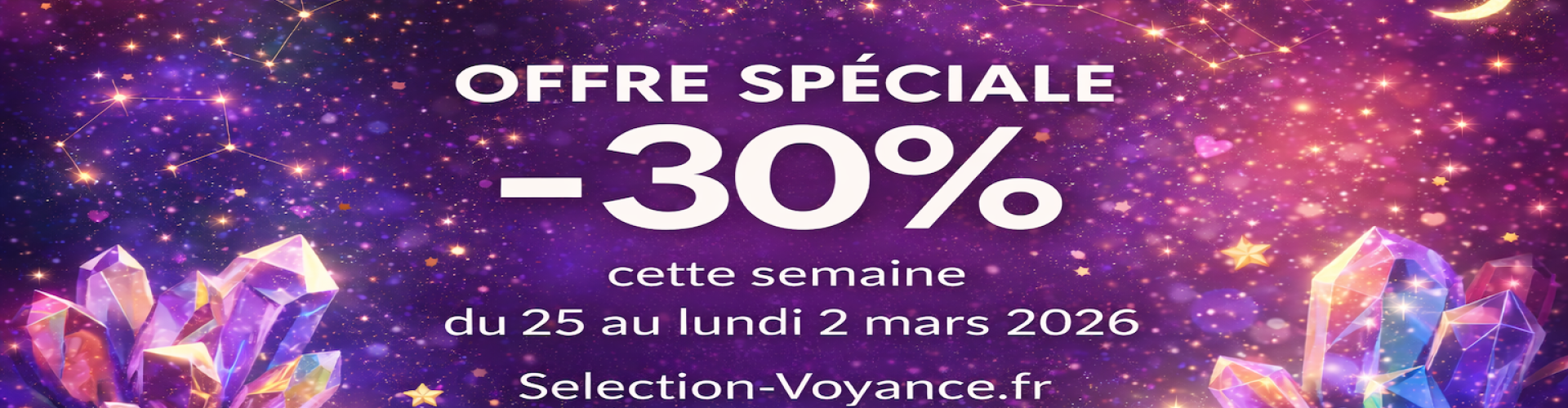 Offre 30 % sur votre compte membre du 25 février au 2 mars 2026.

Nous partons vers un nouveau cycle en Année 8 !

J'ai mis en place une Nouvelle Méthode de Numérologie Sacrée afin de pouvoir vous guider au mieux en cette Année du Dragon ….  J'associe ainsi Numerologie et astrologie chinoise.

N'hésitez pas à venir me questionner en consultation sur mes différentes méthodes de voyance.

Tous mes voeux de Joie et de Bonheur*

Vanessa di Kaura*